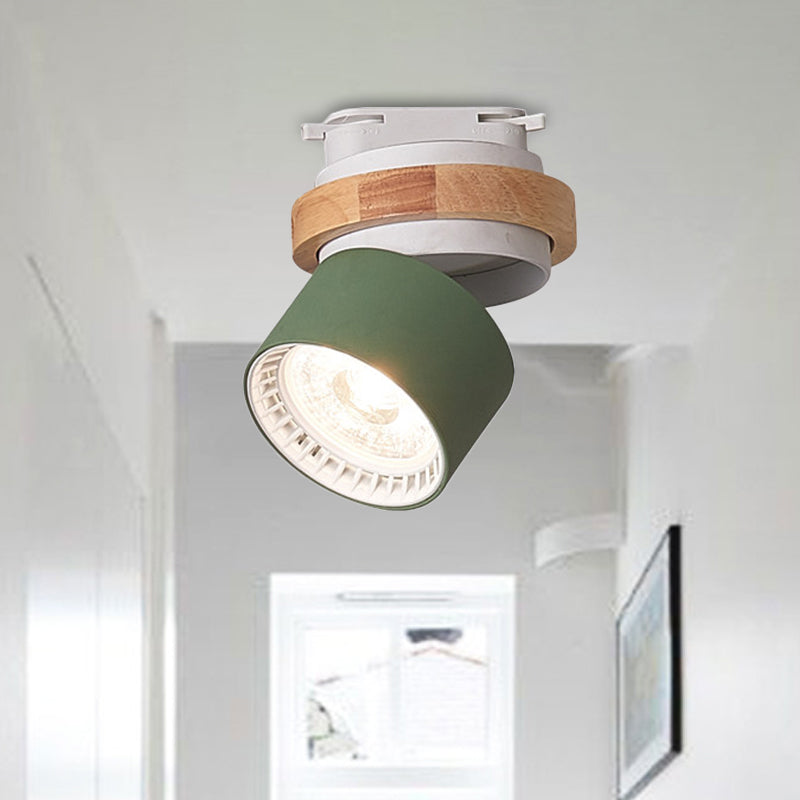 Metallic Cylindrical Flush Lighting Modern Macaron Style LED Adjustable Ceiling Flush Mount in Grey/Green/White Clearhalo 'Ceiling Lights' 'Close To Ceiling Lights' 'Close to ceiling' 'Flush mount' Lighting' 536881