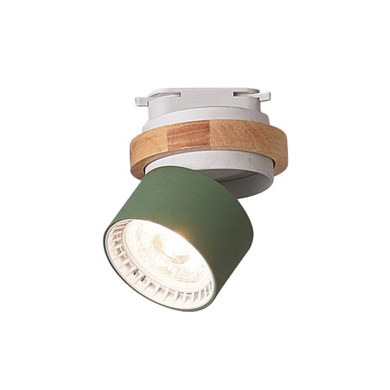 Metallic Cylindrical Flush Lighting Modern Macaron Style LED Adjustable Ceiling Flush Mount in Grey/Green/White Clearhalo 'Ceiling Lights' 'Close To Ceiling Lights' 'Close to ceiling' 'Flush mount' Lighting' 536882