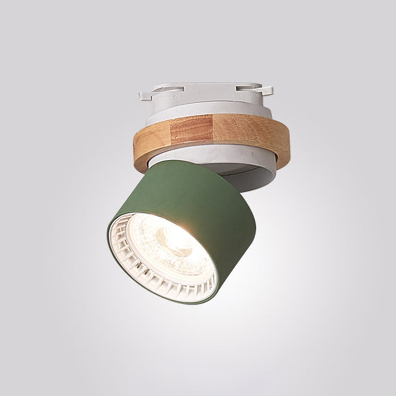 Metallic Cylindrical Flush Lighting Modern Macaron Style LED Adjustable Ceiling Flush Mount in Grey/Green/White Clearhalo 'Ceiling Lights' 'Close To Ceiling Lights' 'Close to ceiling' 'Flush mount' Lighting' 536883