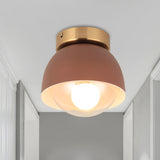 Contemporary 1 Head Flush Lighting with Iron Shade Coffee Dome Flush Mount Ceiling Lamp Coffee Clearhalo 'Ceiling Lights' 'Close To Ceiling Lights' 'Close to ceiling' 'Flush mount' Lighting' 536906