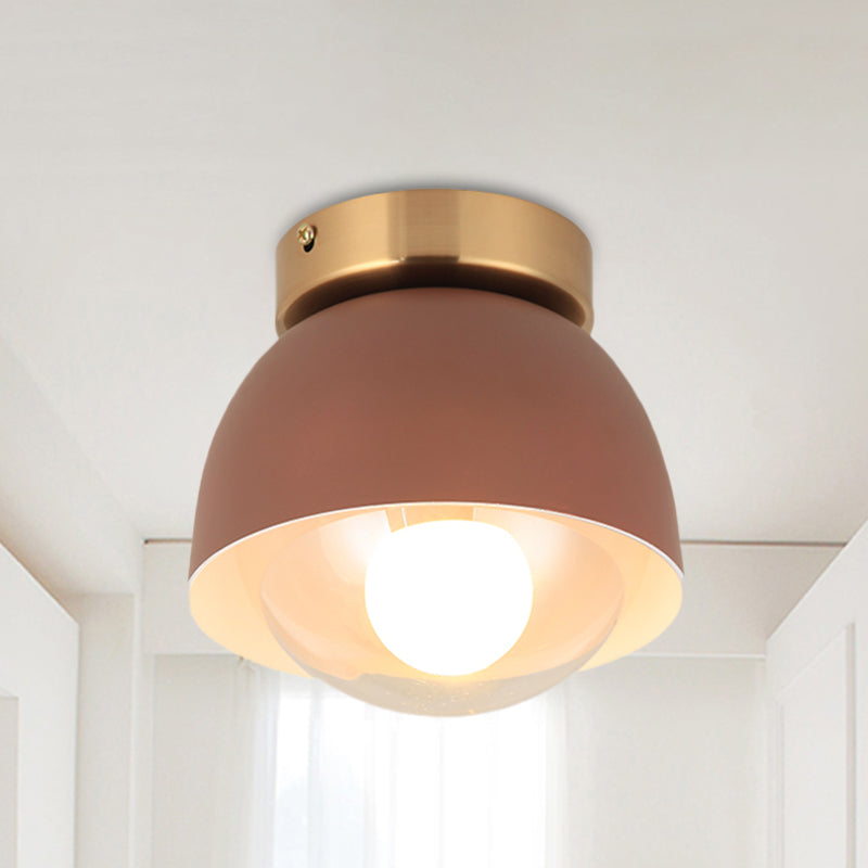 Contemporary 1 Head Flush Lighting with Iron Shade Coffee Dome Flush Mount Ceiling Lamp Clearhalo 'Ceiling Lights' 'Close To Ceiling Lights' 'Close to ceiling' 'Flush mount' Lighting' 536907