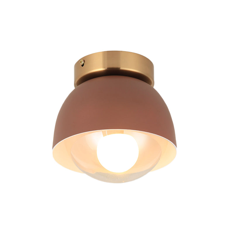 Contemporary 1 Head Flush Lighting with Iron Shade Coffee Dome Flush Mount Ceiling Lamp Clearhalo 'Ceiling Lights' 'Close To Ceiling Lights' 'Close to ceiling' 'Flush mount' Lighting' 536908