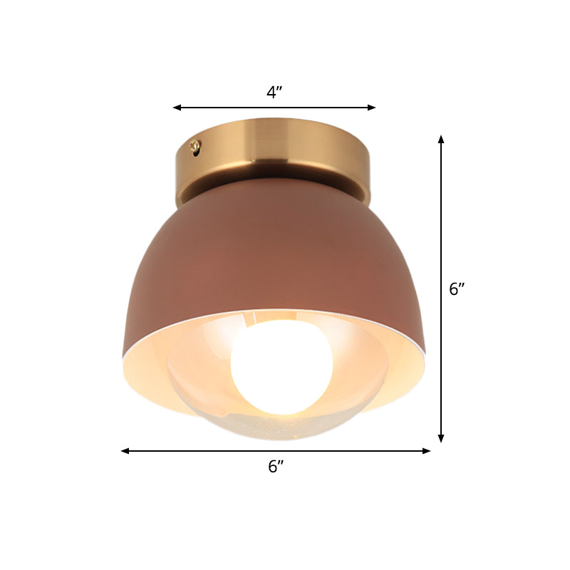 Contemporary 1 Head Flush Lighting with Iron Shade Coffee Dome Flush Mount Ceiling Lamp Clearhalo 'Ceiling Lights' 'Close To Ceiling Lights' 'Close to ceiling' 'Flush mount' Lighting' 536910