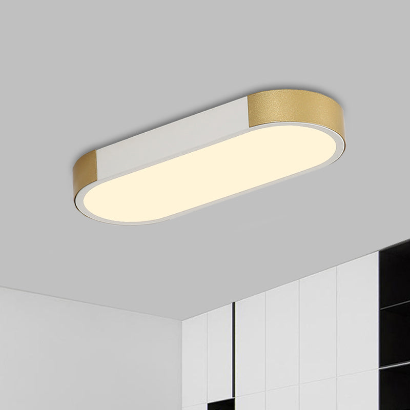 Rectangular Corridor Ceiling Flush Mount Metallic LED Modern Flushmount Lighting in White and Gold/Black and Gold Clearhalo 'Ceiling Lights' 'Close To Ceiling Lights' 'Close to ceiling' 'Flush mount' Lighting' 536929