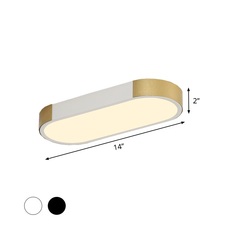 Rectangular Corridor Ceiling Flush Mount Metallic LED Modern Flushmount Lighting in White and Gold/Black and Gold Clearhalo 'Ceiling Lights' 'Close To Ceiling Lights' 'Close to ceiling' 'Flush mount' Lighting' 536932