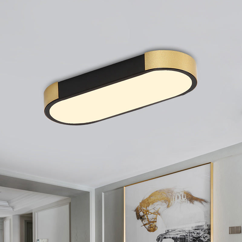 Rectangular Corridor Ceiling Flush Mount Metallic LED Modern Flushmount Lighting in White and Gold/Black and Gold Black-Gold Clearhalo 'Ceiling Lights' 'Close To Ceiling Lights' 'Close to ceiling' 'Flush mount' Lighting' 536933