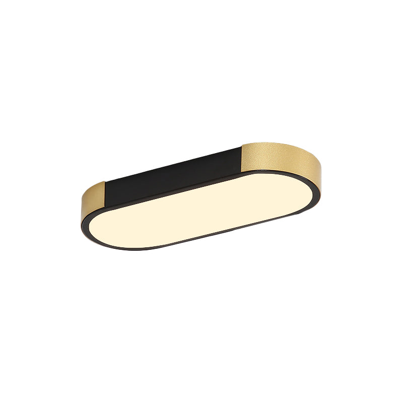 Rectangular Corridor Ceiling Flush Mount Metallic LED Modern Flushmount Lighting in White and Gold/Black and Gold Clearhalo 'Ceiling Lights' 'Close To Ceiling Lights' 'Close to ceiling' 'Flush mount' Lighting' 536935