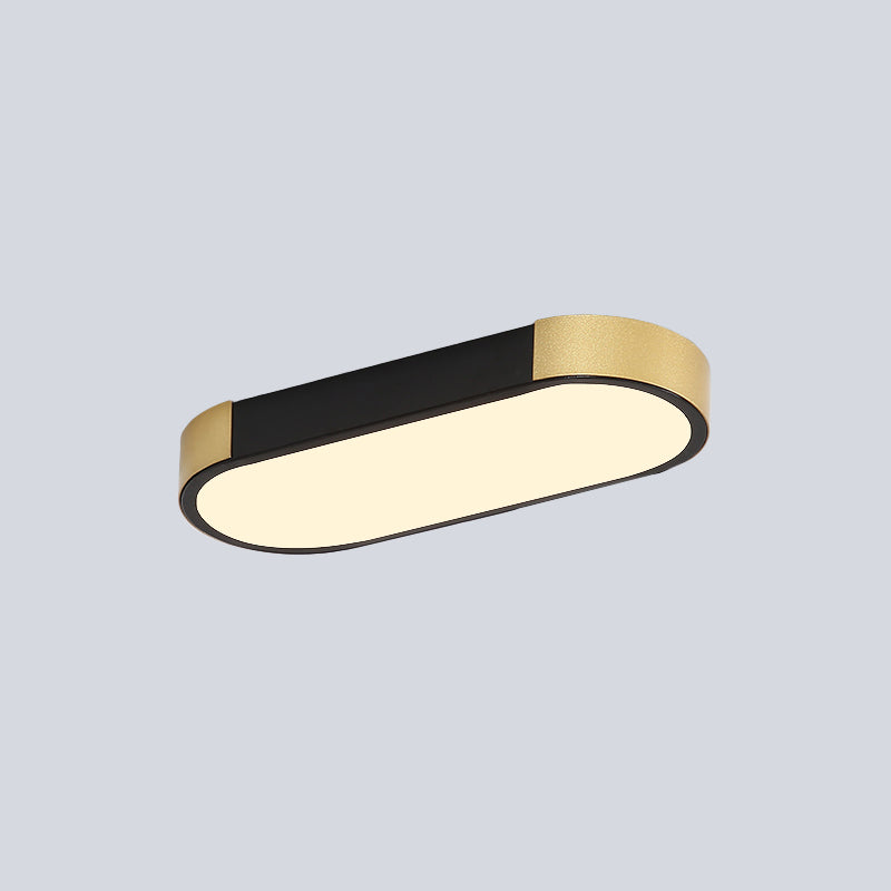 Rectangular Corridor Ceiling Flush Mount Metallic LED Modern Flushmount Lighting in White and Gold/Black and Gold Clearhalo 'Ceiling Lights' 'Close To Ceiling Lights' 'Close to ceiling' 'Flush mount' Lighting' 536936