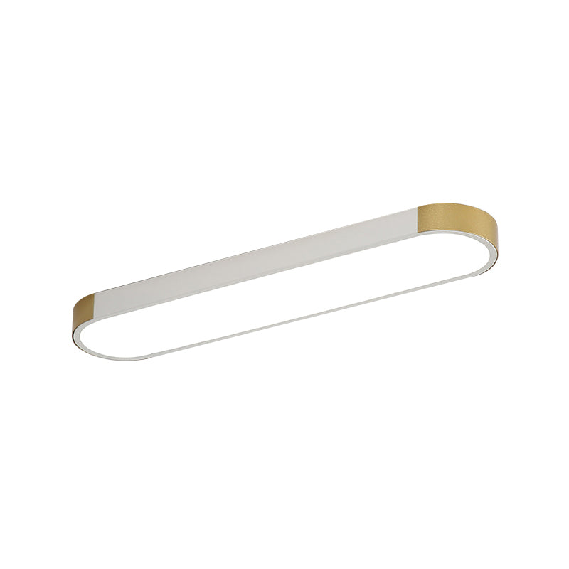 Minimalism LED Flush Light Fixture with Metal Shade White and Gold/Black and Gold Slim Rectangle Flush Mounted Lamp Clearhalo 'Ceiling Lights' 'Close To Ceiling Lights' 'Close to ceiling' 'Flush mount' Lighting' 536939