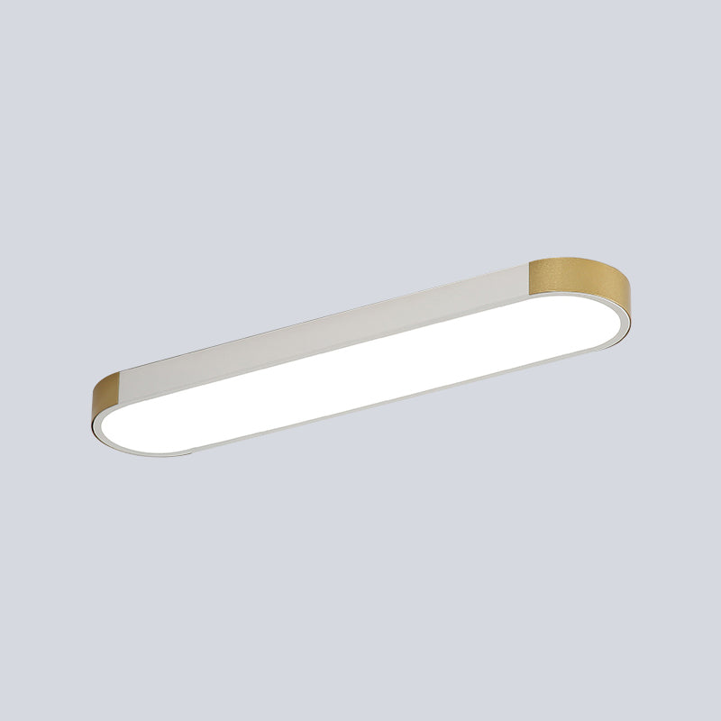 Minimalism LED Flush Light Fixture with Metal Shade White and Gold/Black and Gold Slim Rectangle Flush Mounted Lamp Clearhalo 'Ceiling Lights' 'Close To Ceiling Lights' 'Close to ceiling' 'Flush mount' Lighting' 536940