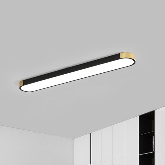 Minimalism LED Flush Light Fixture with Metal Shade White and Gold/Black and Gold Slim Rectangle Flush Mounted Lamp Clearhalo 'Ceiling Lights' 'Close To Ceiling Lights' 'Close to ceiling' 'Flush mount' Lighting' 536943