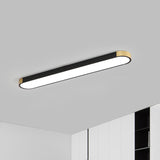 Minimalism LED Flush Light Fixture with Metal Shade White and Gold/Black and Gold Slim Rectangle Flush Mounted Lamp Clearhalo 'Ceiling Lights' 'Close To Ceiling Lights' 'Close to ceiling' 'Flush mount' Lighting' 536943