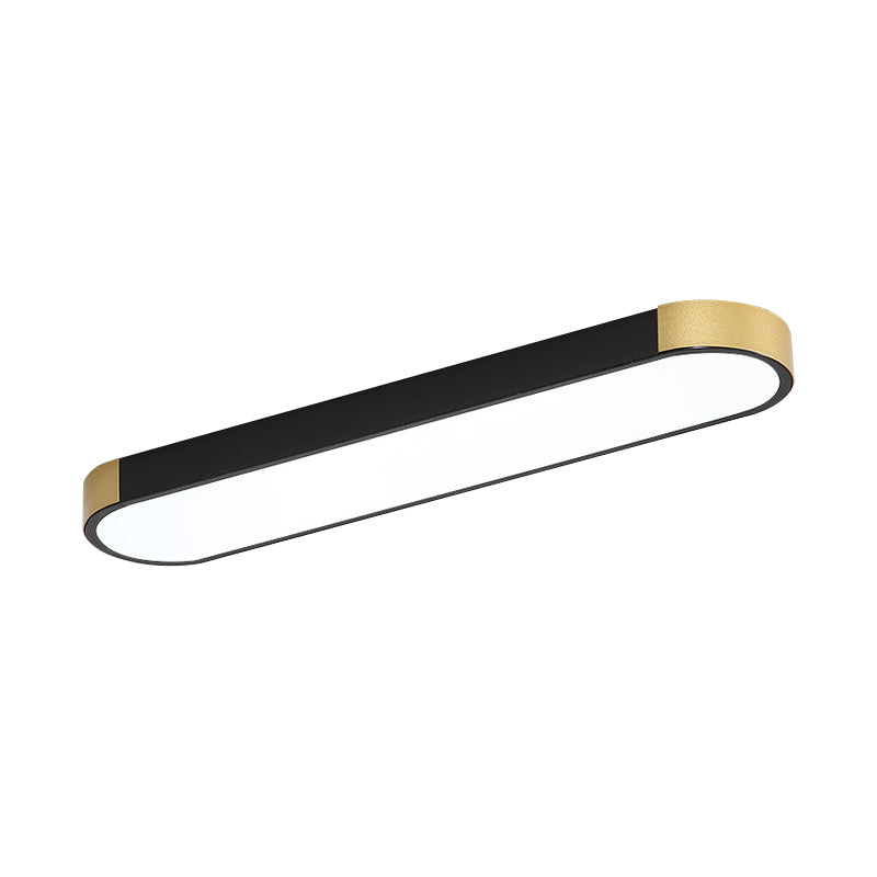 Minimalism LED Flush Light Fixture with Metal Shade White and Gold/Black and Gold Slim Rectangle Flush Mounted Lamp Clearhalo 'Ceiling Lights' 'Close To Ceiling Lights' 'Close to ceiling' 'Flush mount' Lighting' 536944