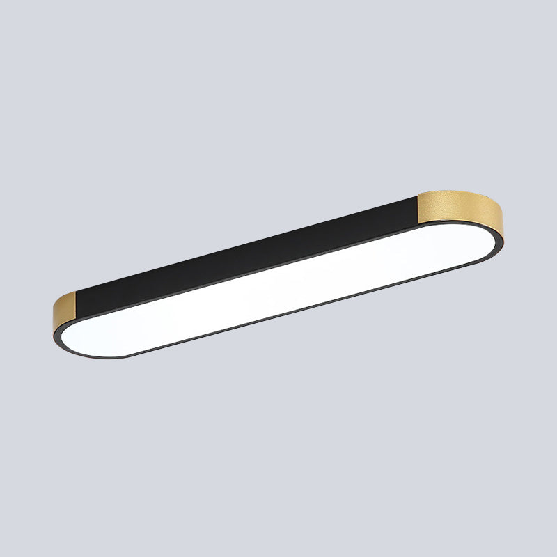 Minimalism LED Flush Light Fixture with Metal Shade White and Gold/Black and Gold Slim Rectangle Flush Mounted Lamp Clearhalo 'Ceiling Lights' 'Close To Ceiling Lights' 'Close to ceiling' 'Flush mount' Lighting' 536945