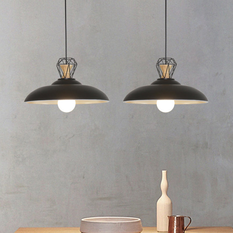 2 Heads Island Lighting Industrial Restaurant Pendant Lamp Fixture with Barn Metal Shade in Black Black Clearhalo 'Ceiling Lights' 'Island Lights' Lighting' 537310