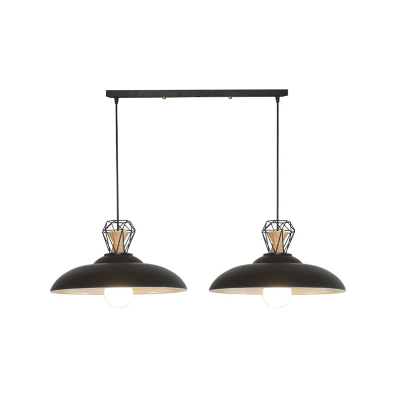 2 Heads Island Lighting Industrial Restaurant Pendant Lamp Fixture with Barn Metal Shade in Black Clearhalo 'Ceiling Lights' 'Island Lights' Lighting' 537312