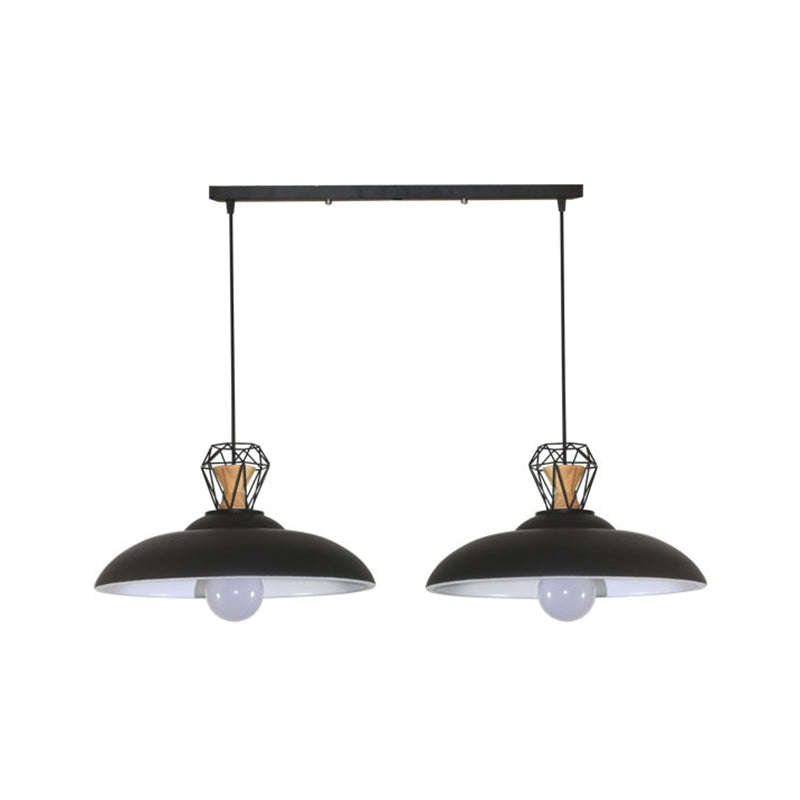 2 Heads Island Lighting Industrial Restaurant Pendant Lamp Fixture with Barn Metal Shade in Black Clearhalo 'Ceiling Lights' 'Island Lights' Lighting' 537313