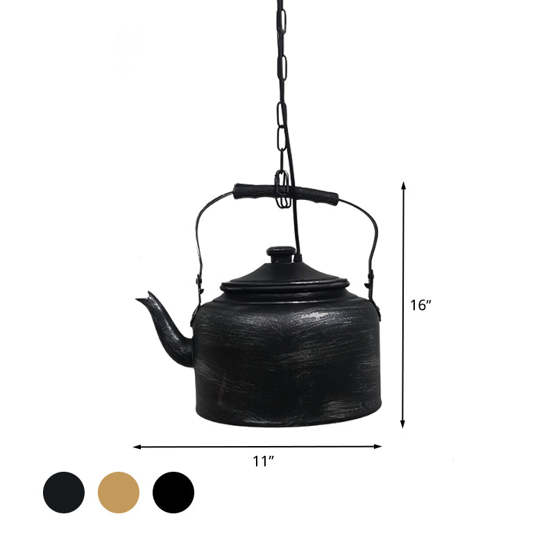 Teapot Restaurant Hanging Lighting Vintage Metal Black/Gold/Matte Black Finish LED Pendant Ceiling Lamp Clearhalo 'Art Deco Pendants' 'Black' 'Cast Iron' 'Ceiling Lights' 'Ceramic' 'Crystal' 'Industrial Pendants' 'Industrial' 'Metal' 'Middle Century Pendants' 'Pendant Lights' 'Pendants' 'Rustic Pendants' 'Tiffany' Lighting' 537492