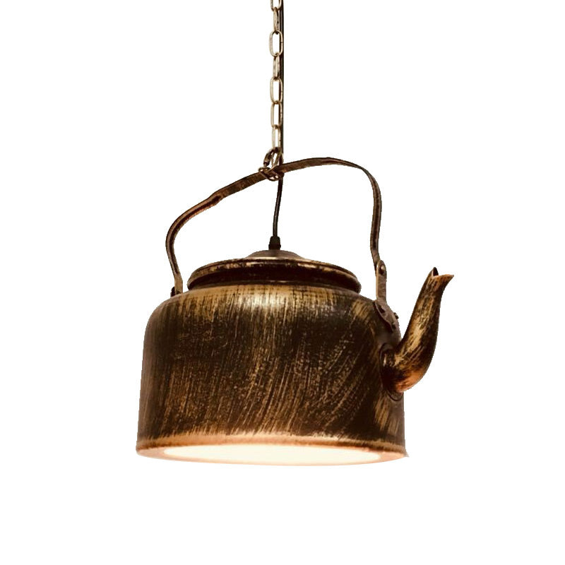 Teapot Restaurant Hanging Lighting Vintage Metal Black/Gold/Matte Black Finish LED Pendant Ceiling Lamp Clearhalo 'Art Deco Pendants' 'Black' 'Cast Iron' 'Ceiling Lights' 'Ceramic' 'Crystal' 'Industrial Pendants' 'Industrial' 'Metal' 'Middle Century Pendants' 'Pendant Lights' 'Pendants' 'Rustic Pendants' 'Tiffany' Lighting' 537495