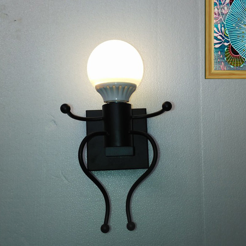 Black/White Human Shape Sconce Lamp Art Deco Metallic 1/2-Head Bedside Wall Mounted Lighting Clearhalo 'Art deco wall lights' 'Cast Iron' 'Glass' 'Industrial wall lights' 'Industrial' 'Middle century wall lights' 'Modern' 'Rustic wall lights' 'Tiffany' 'Traditional wall lights' 'Wall Lamps & Sconces' 'Wall Lights' Lighting' 537679