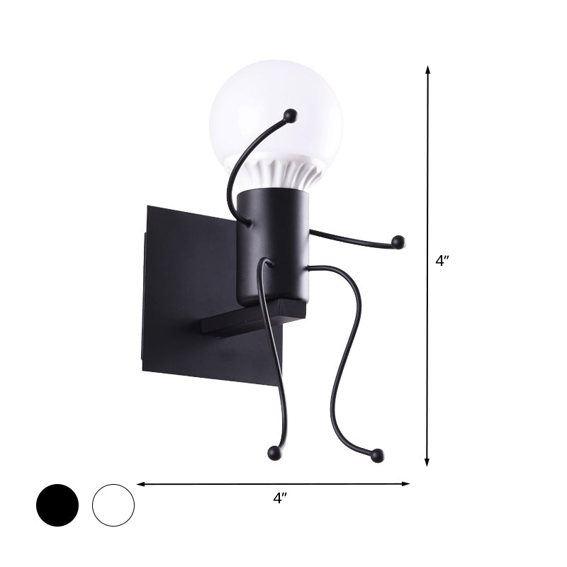 Black/White Human Shape Sconce Lamp Art Deco Metallic 1/2-Head Bedside Wall Mounted Lighting Clearhalo 'Art deco wall lights' 'Cast Iron' 'Glass' 'Industrial wall lights' 'Industrial' 'Middle century wall lights' 'Modern' 'Rustic wall lights' 'Tiffany' 'Traditional wall lights' 'Wall Lamps & Sconces' 'Wall Lights' Lighting' 537682