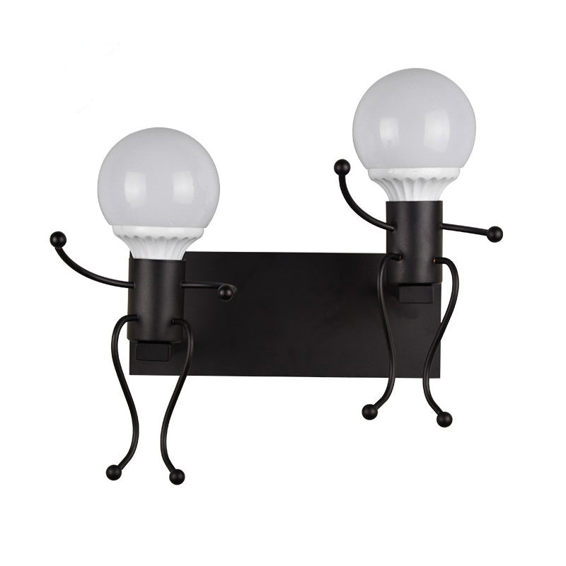 Black/White Human Shape Sconce Lamp Art Deco Metallic 1/2-Head Bedside Wall Mounted Lighting Clearhalo 'Art deco wall lights' 'Cast Iron' 'Glass' 'Industrial wall lights' 'Industrial' 'Middle century wall lights' 'Modern' 'Rustic wall lights' 'Tiffany' 'Traditional wall lights' 'Wall Lamps & Sconces' 'Wall Lights' Lighting' 537688