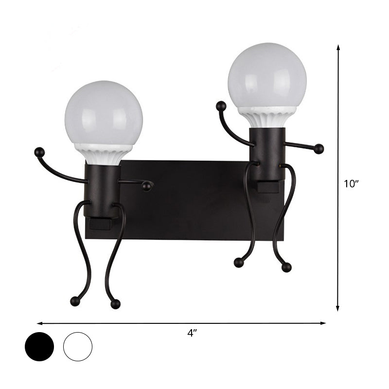 Black/White Human Shape Sconce Lamp Art Deco Metallic 1/2-Head Bedside Wall Mounted Lighting Clearhalo 'Art deco wall lights' 'Cast Iron' 'Glass' 'Industrial wall lights' 'Industrial' 'Middle century wall lights' 'Modern' 'Rustic wall lights' 'Tiffany' 'Traditional wall lights' 'Wall Lamps & Sconces' 'Wall Lights' Lighting' 537689