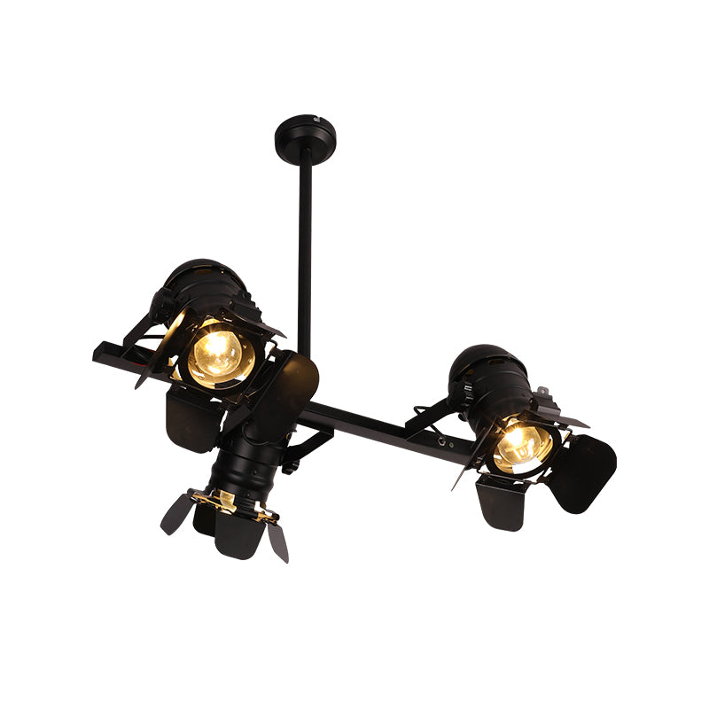 3-Light Camera Spotlight Art Deco Black Finish Metallic Island Lighting Fixture over Dining Table Clearhalo 'Ceiling Lights' 'Island Lights' Lighting' 537725