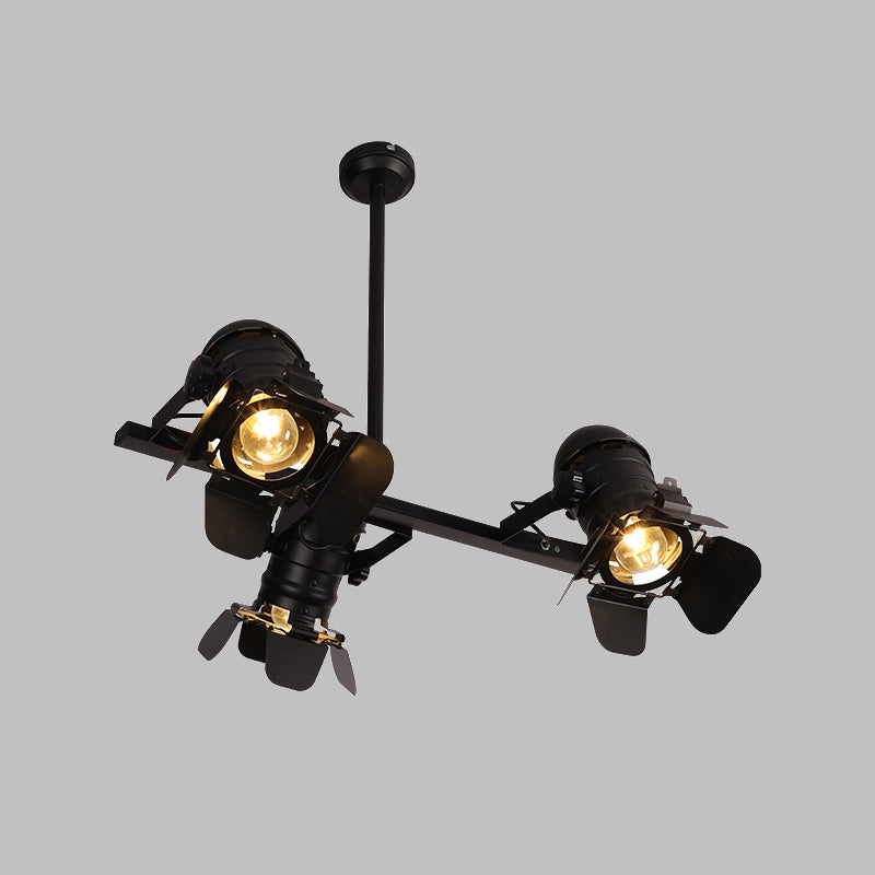 3-Light Camera Spotlight Art Deco Black Finish Metallic Island Lighting Fixture over Dining Table Clearhalo 'Ceiling Lights' 'Island Lights' Lighting' 537726