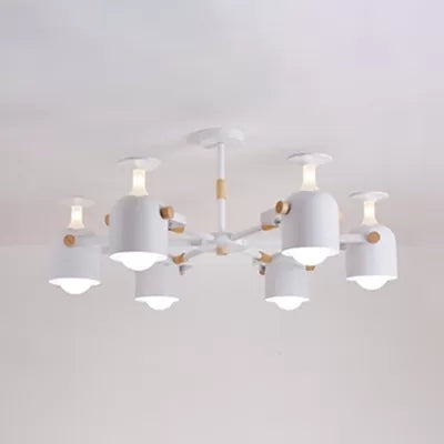 Macaron Colored Goblet Chandelier 6 Heads Nordic Metal Hanging Light for Study Room White Clearhalo 'Ceiling Lights' 'Chandeliers' Lighting' options 53773_860679b2-ee2f-44d5-9af7-034b737a8b64