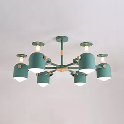 Macaron Colored Goblet Chandelier 6 Heads Nordic Metal Hanging Light for Study Room Green Clearhalo 'Ceiling Lights' 'Chandeliers' Lighting' options 53774_e2713d42-de72-4401-8c17-e5f50bf87c3d