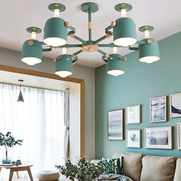 Macaron Colored Goblet Chandelier 6 Heads Nordic Metal Hanging Light for Study Room Clearhalo 'Ceiling Lights' 'Chandeliers' Lighting' options 53775