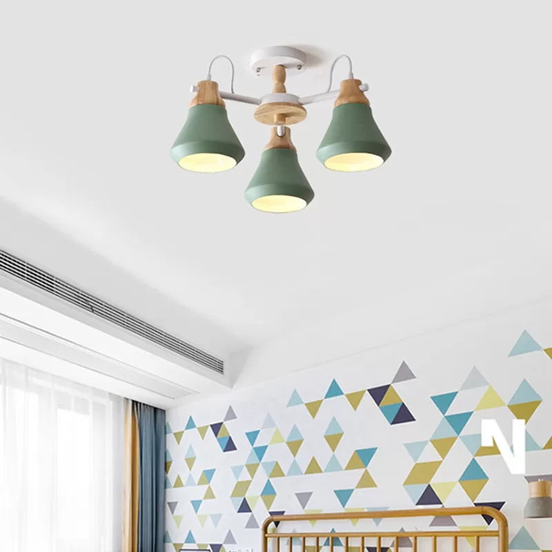 Child Bedroom Urn Shade Chandelier Metal 3-Bulb Nordic Stylish Pendant Light Clearhalo 'Ceiling Lights' 'Chandeliers' Lighting' options 53846