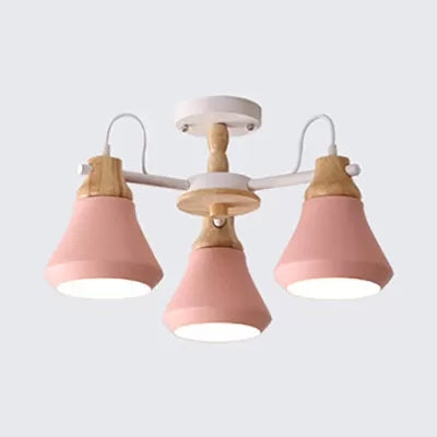 Metal Urn Shaped Suspension Light Kindergarten Macaron Style Chandelier in Pink 3 Pink Clearhalo 'Ceiling Lights' 'Chandeliers' Lighting' options 53863_631a645f-70a6-40e5-b94f-7328303adda0