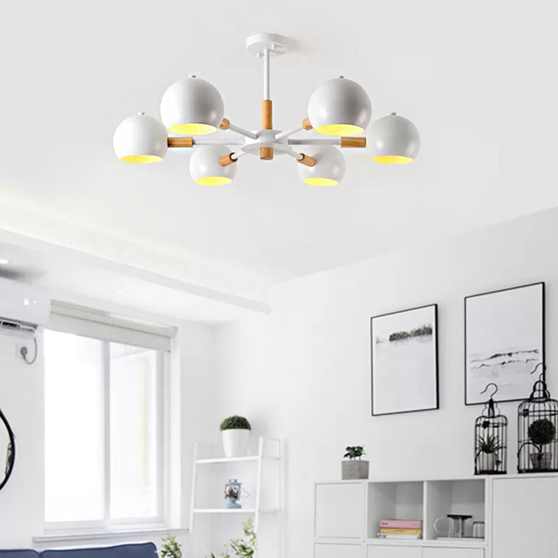 Kindergarten Snowflake Pendant Light with Orb Shade Metal 6-Bulb Nordic Chandelier Clearhalo 'Ceiling Lights' 'Chandeliers' Lighting' options 53948
