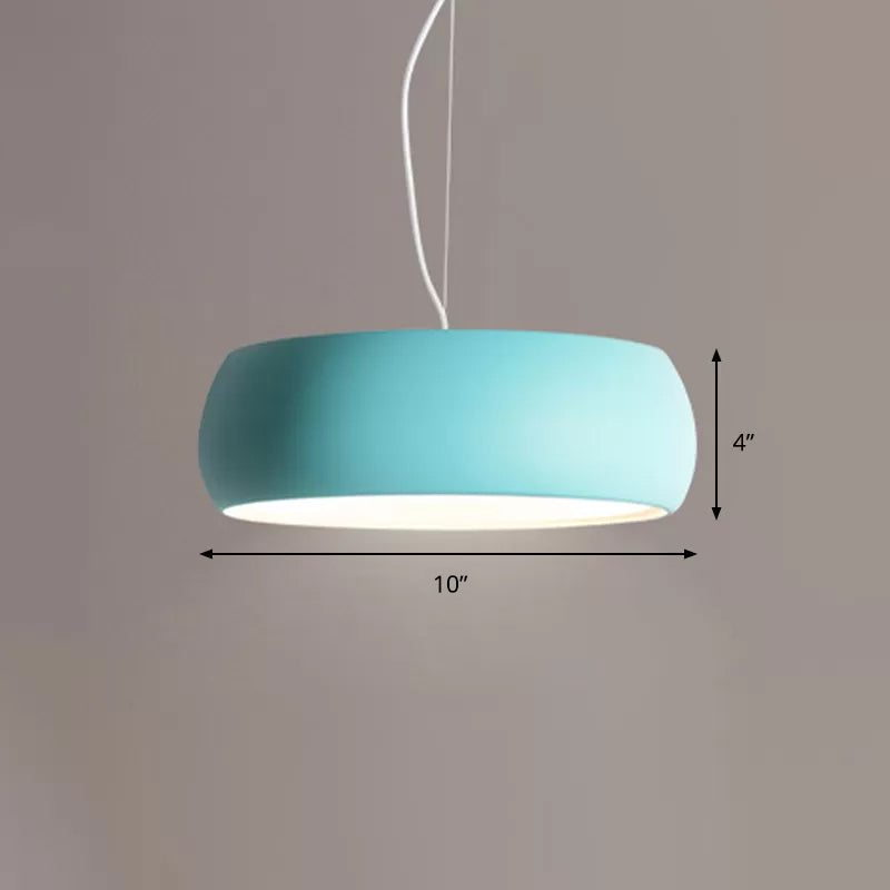 Blue Bowl Hanging Lamp Kit Macaron 10"/13"/17" Wide 1-Light Metal Pendant Lighting with Diffuser Clearhalo 'Ceiling Lights' 'Modern Pendants' 'Modern' 'Pendant Lights' 'Pendants' Lighting' 540040