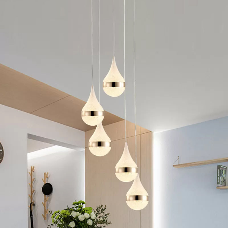 Contemporary 1-Bulb Ceiling Pendant Light with Bubble Crystal Shade White Teardrop Cluster Pendant in Warm/White/Natural Light White Clearhalo 'Ceiling Lights' 'Glass shade' 'Glass' 'Modern Pendants' 'Modern' 'Pendant Lights' 'Pendants' Lighting' 541509