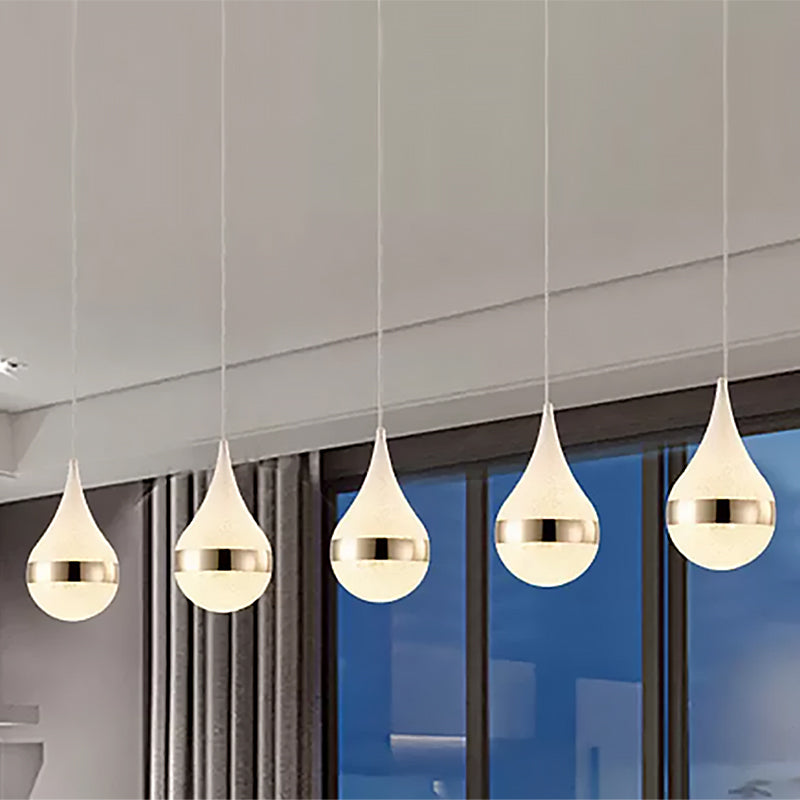 Contemporary 1-Bulb Ceiling Pendant Light with Bubble Crystal Shade White Teardrop Cluster Pendant in Warm/White/Natural Light Clearhalo 'Ceiling Lights' 'Glass shade' 'Glass' 'Modern Pendants' 'Modern' 'Pendant Lights' 'Pendants' Lighting' 541510