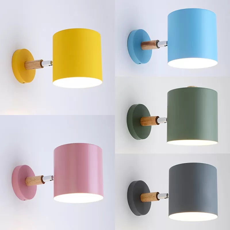 Rotatable Cylinder Wall Light One Head Macaron Style Metal Wall Lamp for Child Bedroom Clearhalo 'Wall Lamps & Sconces' 'Wall Lights' Lighting' 54287