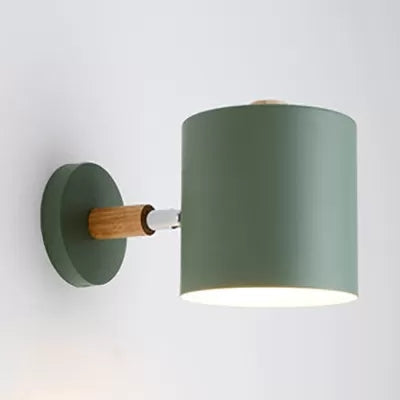 Rotatable Cylinder Wall Light One Head Macaron Style Metal Wall Lamp for Child Bedroom Green Clearhalo 'Wall Lamps & Sconces' 'Wall Lights' Lighting' 54291