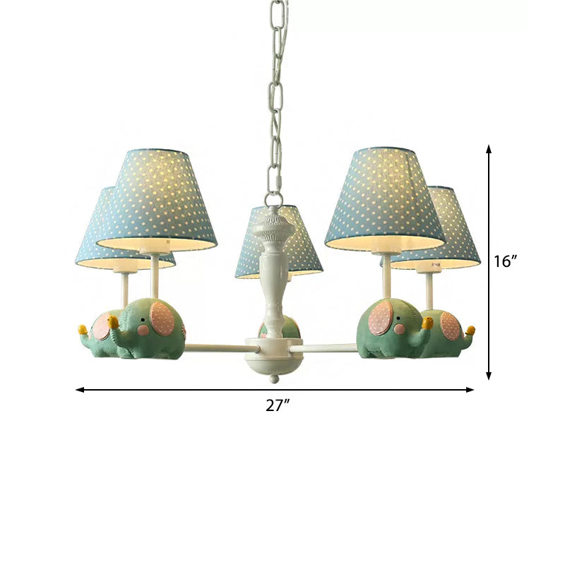 Animal Style Hanging Light Tapered Shade 5 Lights Metal Chandelier with Elephant for Child Bedroom Clearhalo 'Ceiling Lights' 'Chandeliers' Lighting' options 54365
