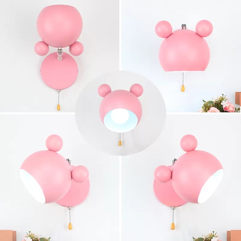 Macaron Mouse Wall Light with Pull Chain 1 Head Metal Sconce Light for Study Room Clearhalo 'Wall Lamps & Sconces' 'Wall Lights' Lighting' 54397