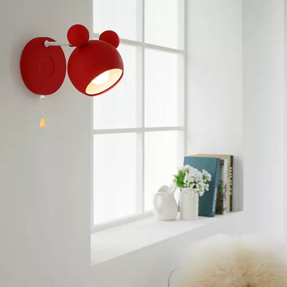 Macaron Mouse Wall Light with Pull Chain 1 Head Metal Sconce Light for Study Room Clearhalo 'Wall Lamps & Sconces' 'Wall Lights' Lighting' 54402