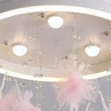 Round Canopy Flush Ceiling Light with Ballet Kids Acrylic Ceiling Lamp for Girls Bedroom Clearhalo 'Ceiling Lights' 'Close To Ceiling Lights' 'Close to ceiling' 'Flush mount' Lighting' 54440