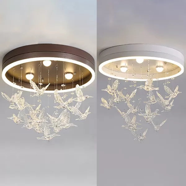 Clear Crystal Bird Ceiling Mount Light Modern Romantic Acrylic Ceiling Lamp for Adult Bedroom Clearhalo 'Ceiling Lights' 'Close To Ceiling Lights' 'Close to ceiling' 'Flush mount' Lighting' 54449