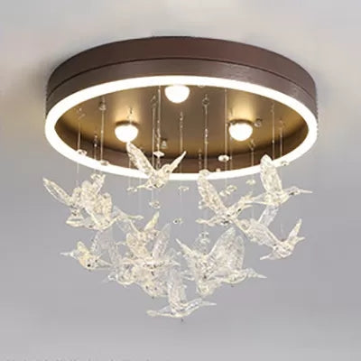 Clear Crystal Bird Ceiling Mount Light Modern Romantic Acrylic Ceiling Lamp for Adult Bedroom Coffee Clearhalo 'Ceiling Lights' 'Close To Ceiling Lights' 'Close to ceiling' 'Flush mount' Lighting' 54450