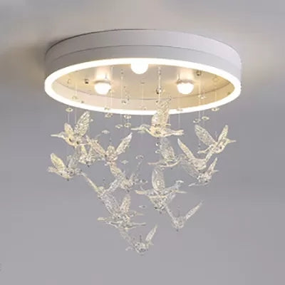 Clear Crystal Bird Ceiling Mount Light Modern Romantic Acrylic Ceiling Lamp for Adult Bedroom White Clearhalo 'Ceiling Lights' 'Close To Ceiling Lights' 'Close to ceiling' 'Flush mount' Lighting' 54452