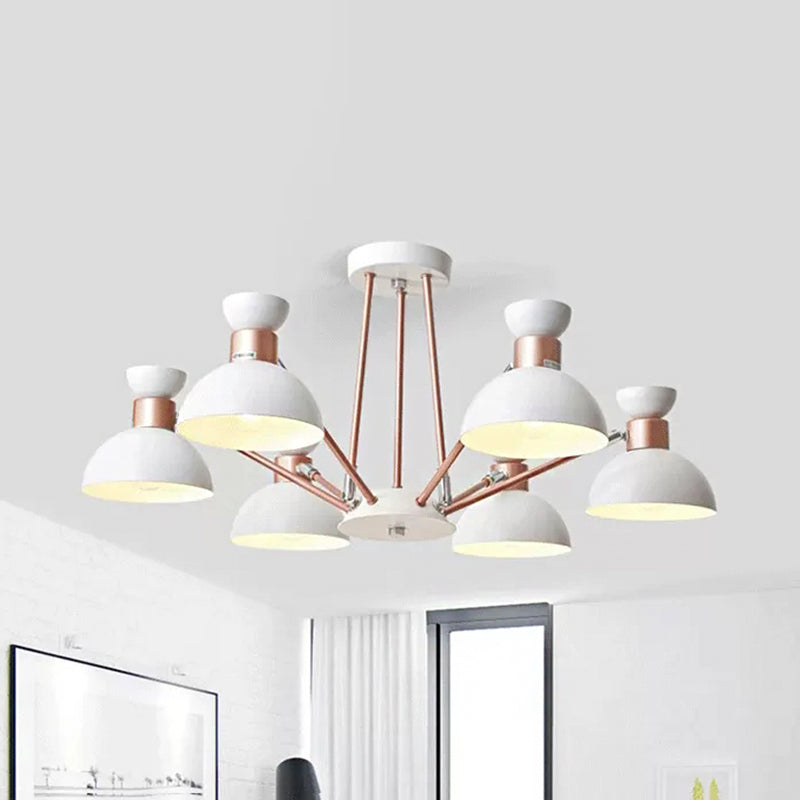 Rotatable Metal Domed Hanging Light Living Room 6 Heads Modern Chandelier Light Clearhalo 'Ceiling Lights' 'Chandeliers' Lighting' options 54704