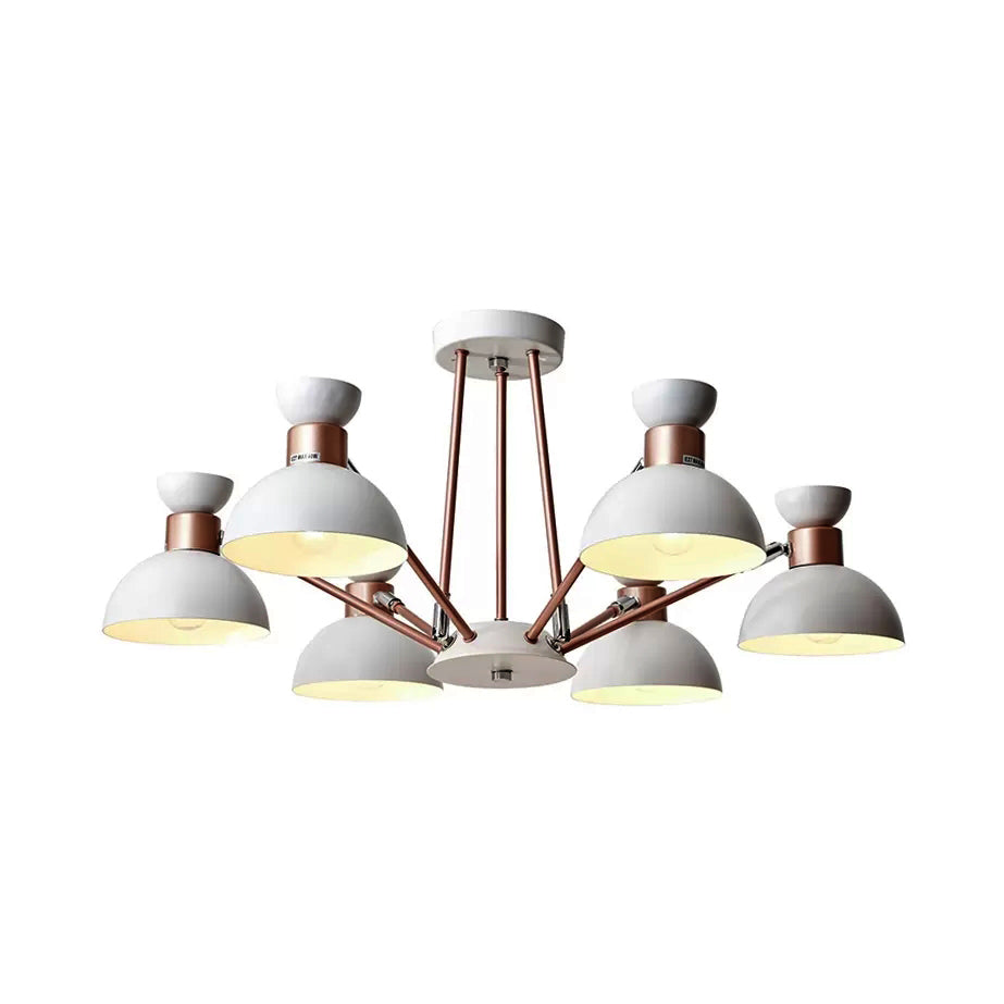 Rotatable Metal Domed Hanging Light Living Room 6 Heads Modern Chandelier Light Clearhalo 'Ceiling Lights' 'Chandeliers' Lighting' options 54706