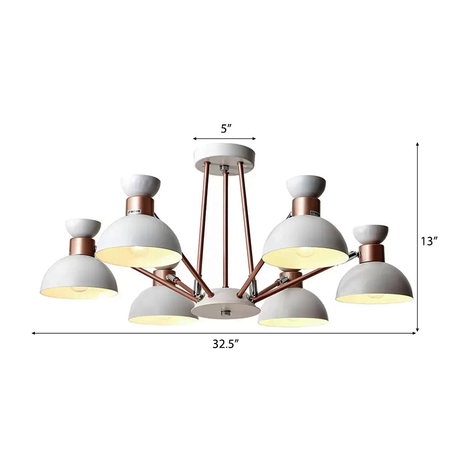 Rotatable Metal Domed Hanging Light Living Room 6 Heads Modern Chandelier Light Clearhalo 'Ceiling Lights' 'Chandeliers' Lighting' options 54707